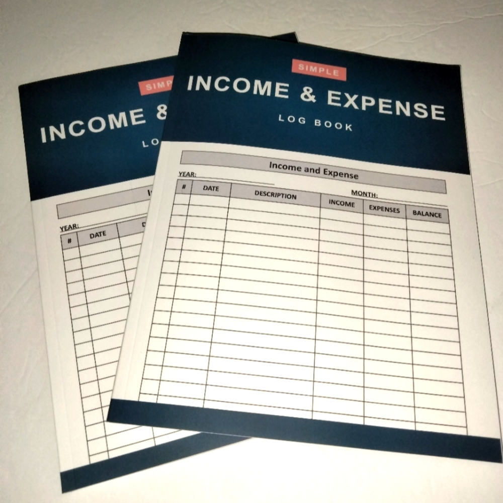 Simple Income & Expense Log Book - Blue (Lot of 2) NEW